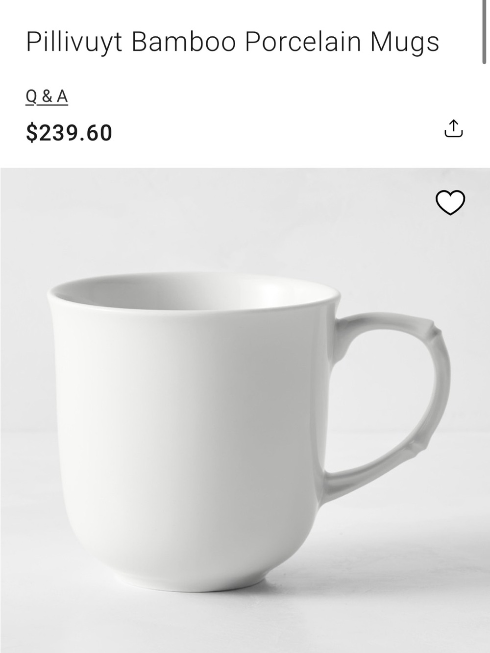 New pillivuyt bamboo porcelain mug set